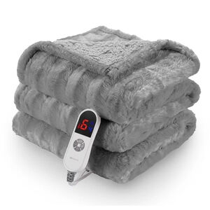 Electric Throw Blanket 50" X 72" Soft FauxFur Heated Blanket with digital Remote